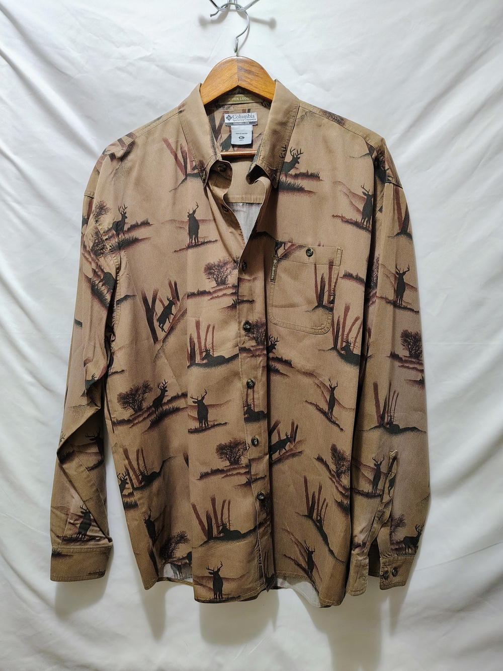 Columbia Tan Long-Sleeve Printed Button-Up Shirt Jacket